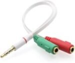 Cable 3.5mm Stereo Audio 1 Male To 2 Female Mic Earphone Y Splitter Cable Earphone Headphone 20cm - White