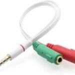 Cable 3.5mm Stereo Audio 1 Male To 2 Female Mic Earphone Y Splitter Cable Earphone Headphone 20cm - White