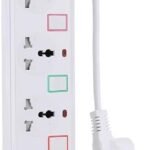 E-train (PS077) Power Strip 16A with Overload Protection 4 Output Plugs + 1 USB + 1 Type-C 2.4A Charging Ports 2M - On-Off Switch