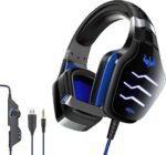 OVLENG GT86 3D Surround Sound LED GAMING Headset With Noise Cancelling Foldable Microphone for PC / Mobile / PS4 / PS5 Blue - 2725610704886