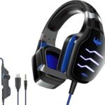 OVLENG GT86 3D Surround Sound LED GAMING Headset With Noise Cancelling Foldable Microphone for PC / Mobile / PS4 / PS5 Blue - 2725610704886