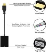 Hdmi To Vga Cable Adapter Converter 15 Pin D Sub, Hdmi Gold With Audio Male To Vga Female Connector Cord For Laptop Computer Connect To Monitor, Apply To Pc, Mac, Ps4, Projector Etc (With Audio) - Image 7