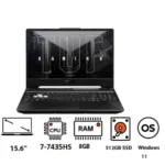 LAPTOP ASUS TUG GAMING F15 FX506NCR - AMD RYZEN 7 7435HS -VGA 4GB GEFORCE NVIDIA RTX 3050
